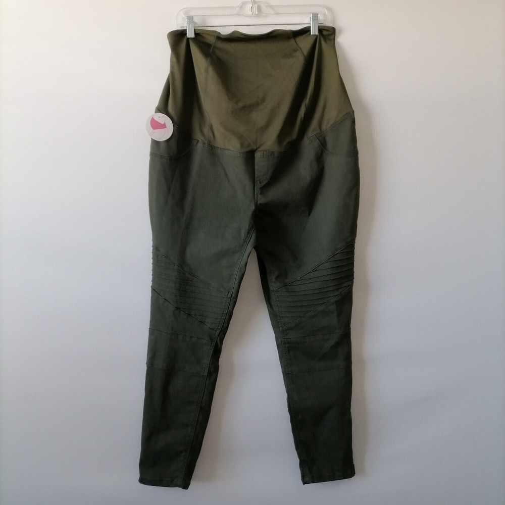 Isabel Women's Maternity Crossover Panel Utility Jeggings Size 14 Olive Green